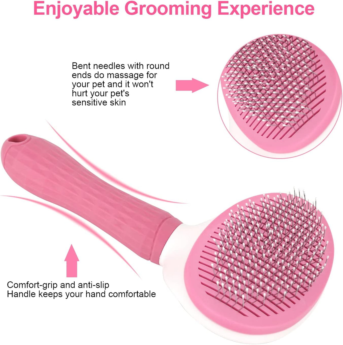 Self Cleaning Slicker Brush, Dog Cat Bunny Pet Grooming Shedding Brush - Easy to Remove Loose Undercoat, Pet Massaging Tool Suitable for Pets with Long or Short Hair