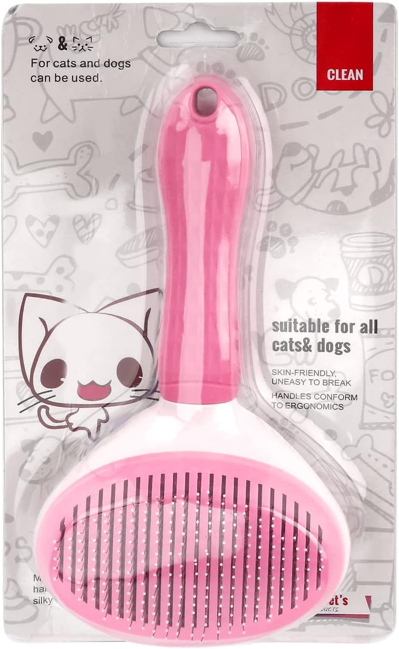 Self Cleaning Slicker Brush, Dog Cat Bunny Pet Grooming Shedding Brush - Easy to Remove Loose Undercoat, Pet Massaging Tool Suitable for Pets with Long or Short Hair