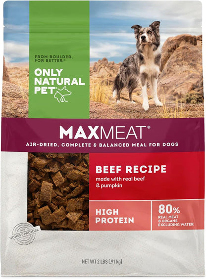 MaxMeat Holistic Air Dried Dry Dog Food - All Natural, High Protein, Grain Free - Made with Real Meat - Beef with Pumpkin & Parsley 2 lb