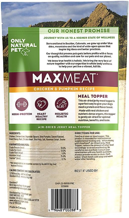 MaxMeat Holistic Air Dried Dry Dog Food - All Natural, High Protein, Grain Free - Made with Real Meat - Beef with Pumpkin & Parsley 2 lb