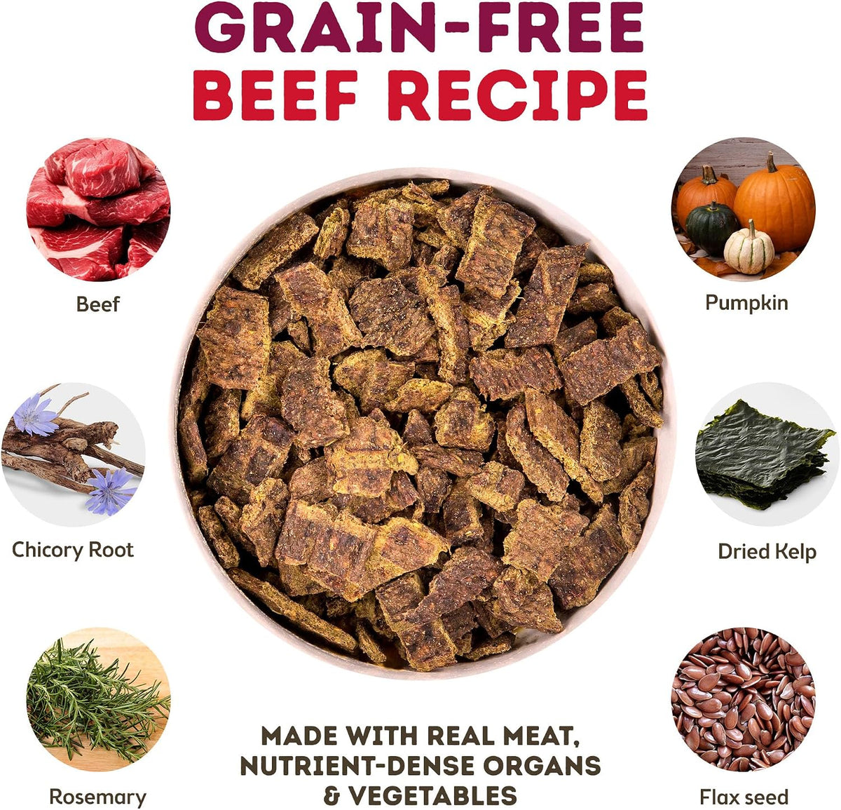 MaxMeat Holistic Air Dried Dry Dog Food - All Natural, High Protein, Grain Free - Made with Real Meat - Beef with Pumpkin & Parsley 2 lb
