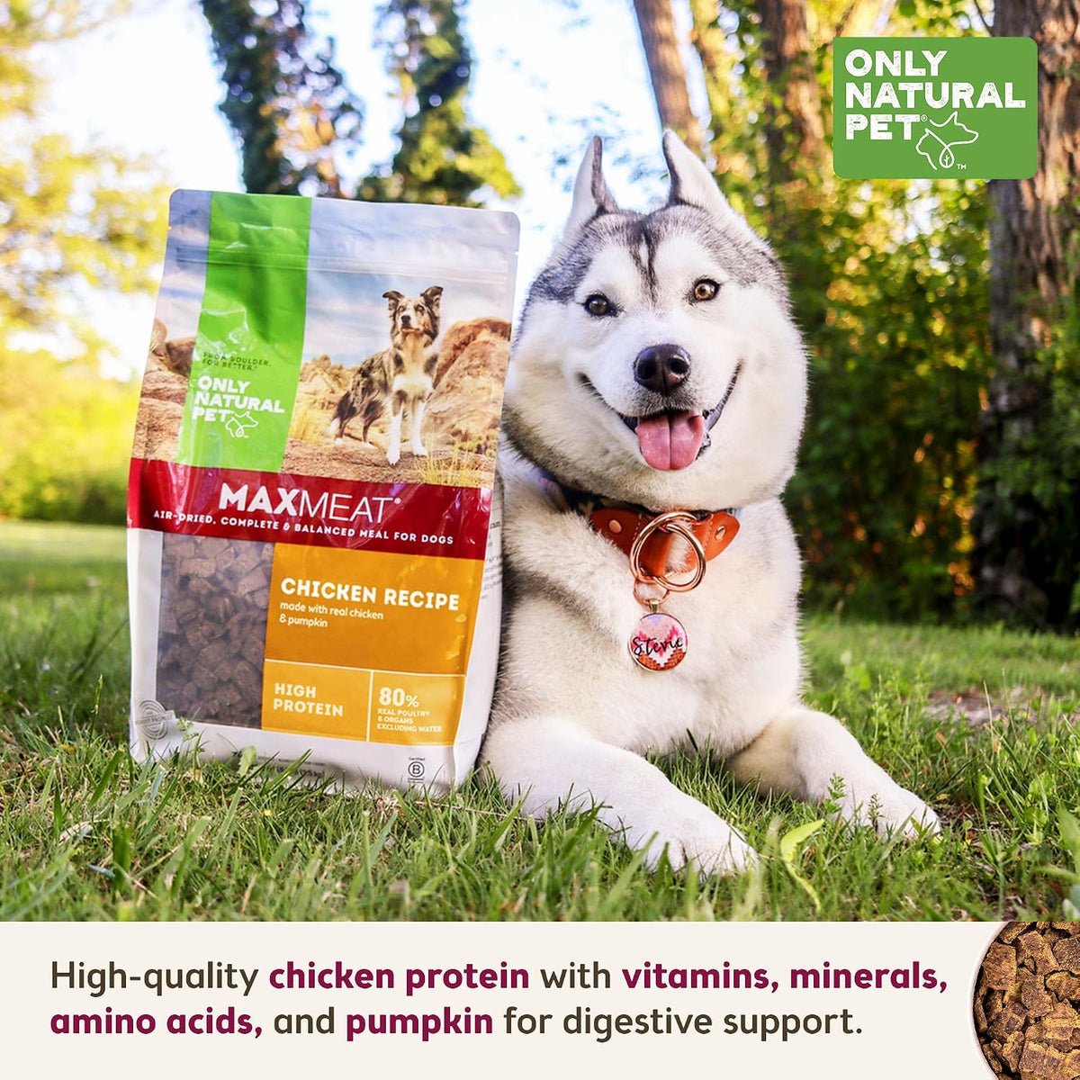 MaxMeat Holistic Air Dried Dry Dog Food - All Natural, High Protein, Grain Free - Made with Real Meat - Beef with Pumpkin & Parsley 2 lb