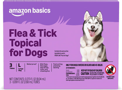 Flea and Tick Topical Treatment and Prevention for Large Dogs (45-88 lbs), Fast Acting and Long Lasting, Packaging May Vary