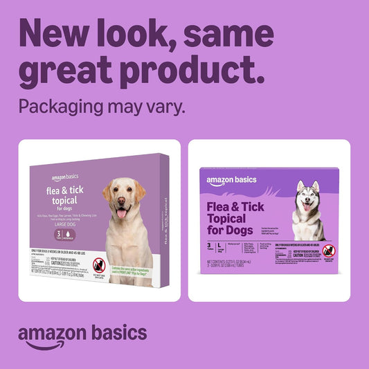 Flea and Tick Topical Treatment and Prevention for Large Dogs (45-88 lbs), Fast Acting and Long Lasting, Packaging May Vary