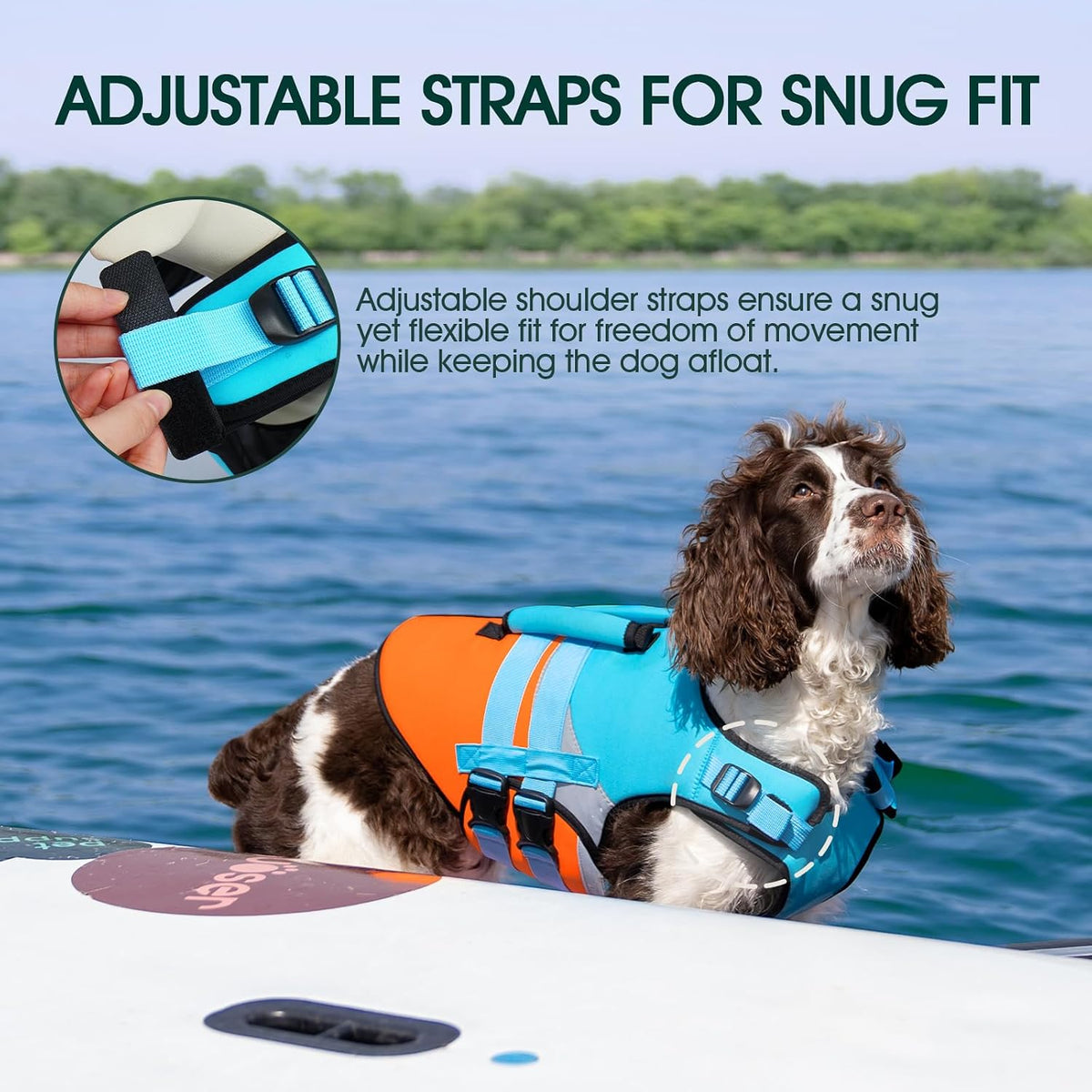 Dog Life Jacket with Rescue Handle, High Flotation Dogs Swim Vest with Reflective Strips,Adjustable Dog Life Vest for Swimming, Boating, Pool&Beach, Doggy Lifejacket for Small Medium Large Dogs