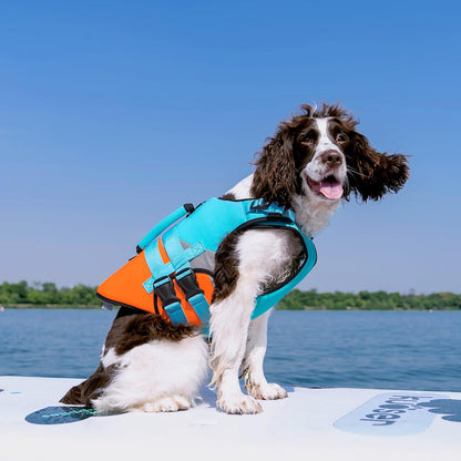 Dog Life Jacket with Rescue Handle, High Flotation Dogs Swim Vest with Reflective Strips,Adjustable Dog Life Vest for Swimming, Boating, Pool&Beach, Doggy Lifejacket for Small Medium Large Dogs