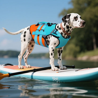 Dog Life Jacket with Rescue Handle, High Flotation Dogs Swim Vest with Reflective Strips,Adjustable Dog Life Vest for Swimming, Boating, Pool&Beach, Doggy Lifejacket for Small Medium Large Dogs