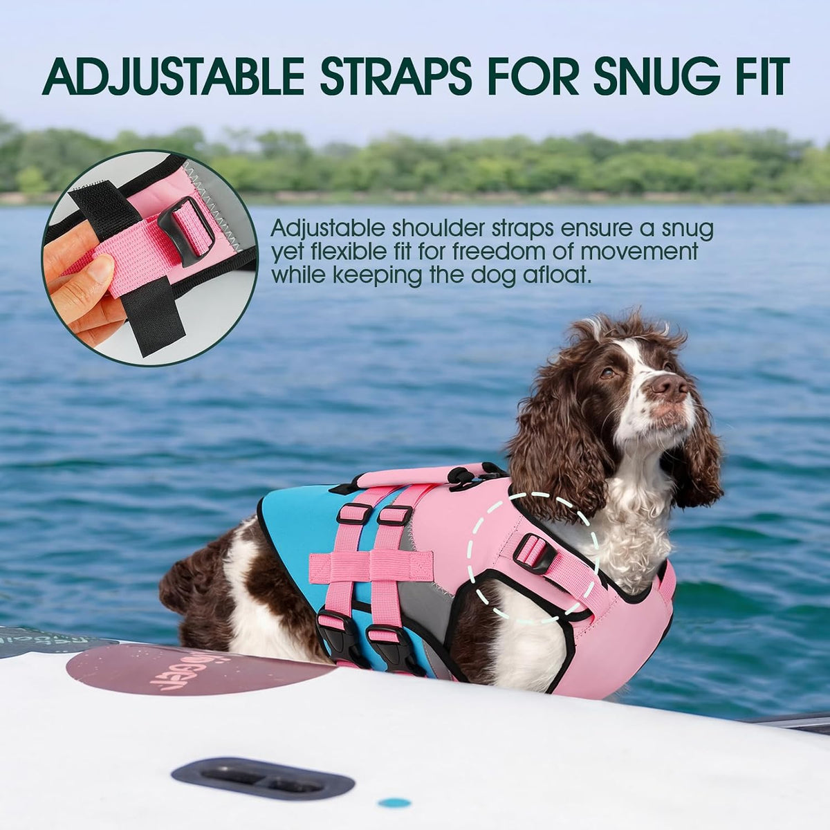 Dog Life Jacket with Rescue Handle, High Flotation Dogs Swim Vest with Reflective Strips,Adjustable Dog Life Vest for Swimming, Boating, Pool&Beach, Doggy Lifejacket for Small Medium Large Dogs