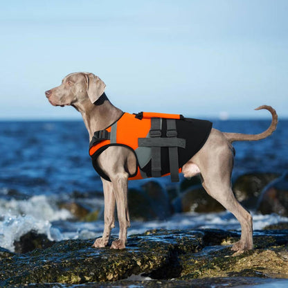 Dog Life Jacket with Rescue Handle, High Flotation Dogs Swim Vest with Reflective Strips,Adjustable Dog Life Vest for Swimming, Boating, Pool&Beach, Doggy Lifejacket for Small Medium Large Dogs