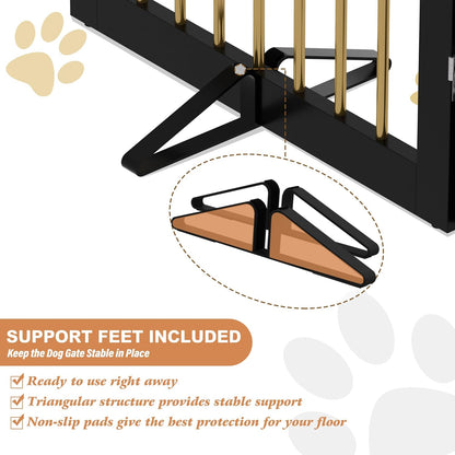 Freestanding Pet Gate for Dogs, Foldable Wooden Dog Gate for House, Indoor Dog Gate for Stair, Doorway, Gates for Dogs Indoor, 80 Inch Wide, 4 Panels 24",White
