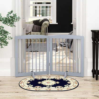 Freestanding Pet Gate for Dogs, Foldable Wooden Dog Gate for House, Indoor Dog Gate for Stair, Doorway, Gates for Dogs Indoor, 80 Inch Wide, 4 Panels 24",White