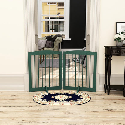 Freestanding Pet Gate for Dogs, Foldable Wooden Dog Gate for House, Indoor Dog Gate for Stair, Doorway, Gates for Dogs Indoor, 80 Inch Wide, 4 Panels 24",White