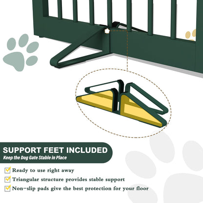 Freestanding Pet Gate for Dogs, Foldable Wooden Dog Gate for House, Indoor Dog Gate for Stair, Doorway, Gates for Dogs Indoor, 80 Inch Wide, 4 Panels 24",White