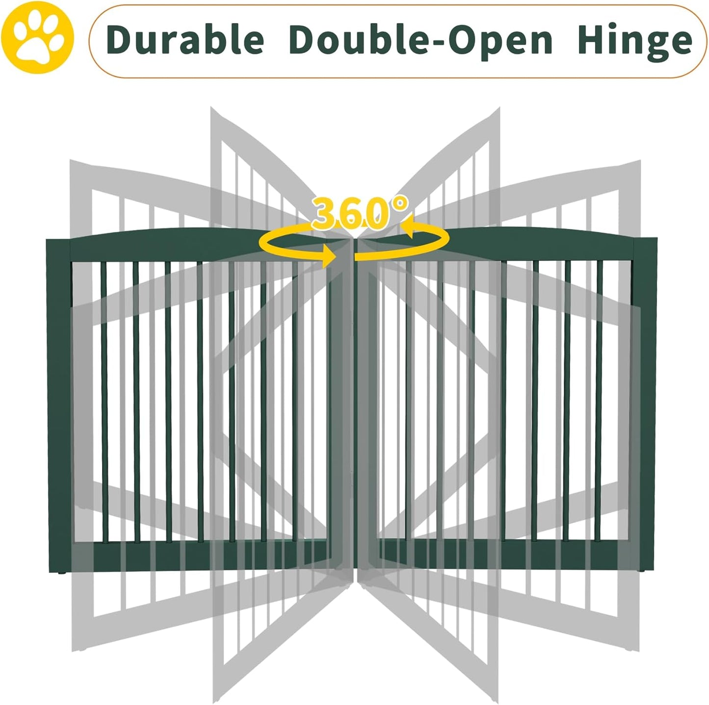 Freestanding Pet Gate for Dogs, Foldable Wooden Dog Gate for House, Indoor Dog Gate for Stair, Doorway, Gates for Dogs Indoor, 80 Inch Wide, 4 Panels 24",White