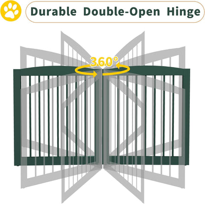Freestanding Pet Gate for Dogs, Foldable Wooden Dog Gate for House, Indoor Dog Gate for Stair, Doorway, Gates for Dogs Indoor, 80 Inch Wide, 4 Panels 24",White