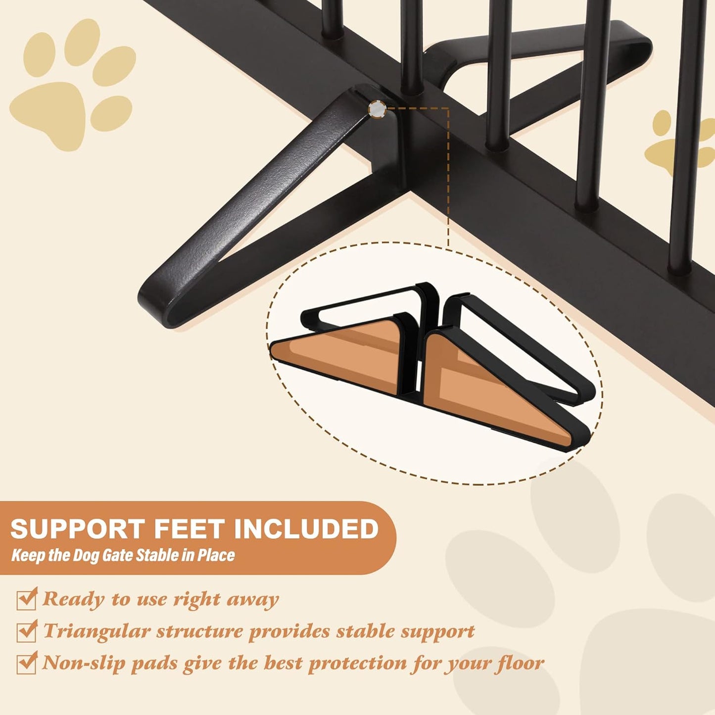Freestanding Pet Gate for Dogs, Foldable Wooden Dog Gate for House, Indoor Dog Gate for Stair, Doorway, Gates for Dogs Indoor, 80 Inch Wide, 4 Panels 24",White