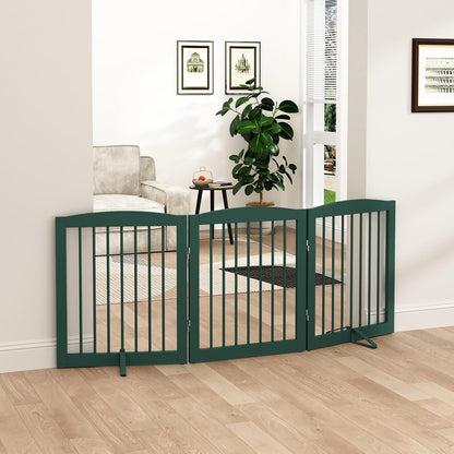 Freestanding Pet Gate for Dogs, Foldable Wooden Dog Gate for House, Indoor Dog Gate for Stair, Doorway, Gates for Dogs Indoor, 80 Inch Wide, 4 Panels 24",White