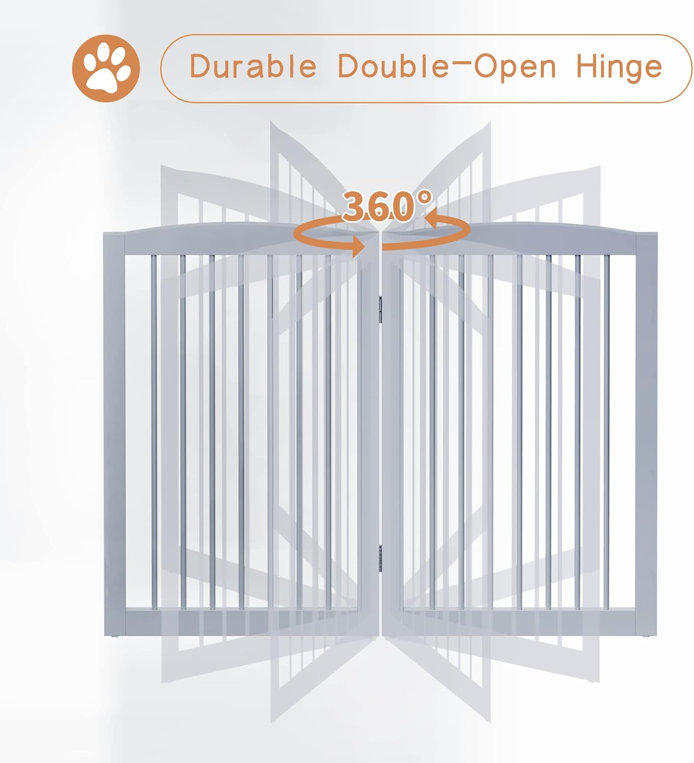 Freestanding Pet Gate for Dogs, Foldable Wooden Dog Gate for House, Indoor Dog Gate for Stair, Doorway, Gates for Dogs Indoor, 80 Inch Wide, 4 Panels 24",White