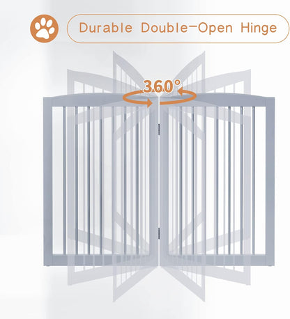Freestanding Pet Gate for Dogs, Foldable Wooden Dog Gate for House, Indoor Dog Gate for Stair, Doorway, Gates for Dogs Indoor, 80 Inch Wide, 4 Panels 24",White