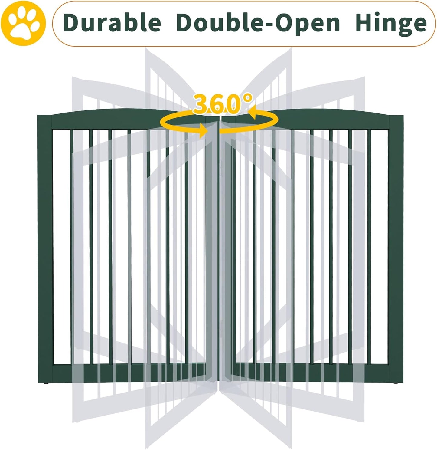 Freestanding Pet Gate for Dogs, Foldable Wooden Dog Gate for House, Indoor Dog Gate for Stair, Doorway, Gates for Dogs Indoor, 80 Inch Wide, 4 Panels 24",White