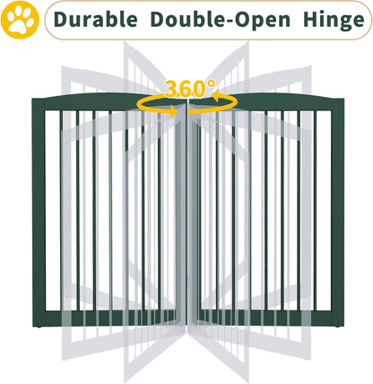 Freestanding Pet Gate for Dogs, Foldable Wooden Dog Gate for House, Indoor Dog Gate for Stair, Doorway, Gates for Dogs Indoor, 80 Inch Wide, 4 Panels 24",White