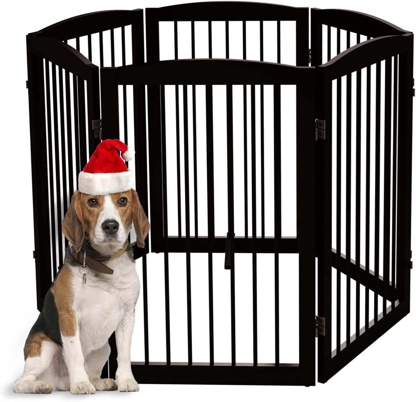 Freestanding Pet Gate for Dogs, Foldable Wooden Dog Gate for House, Indoor Dog Gate for Stair, Doorway, Gates for Dogs Indoor, 80 Inch Wide, 4 Panels 24",White