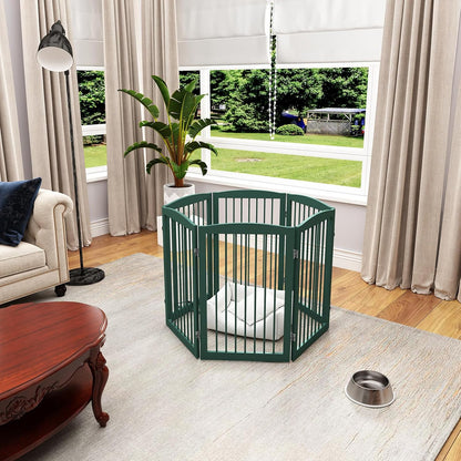 Freestanding Pet Gate for Dogs, Foldable Wooden Dog Gate for House, Indoor Dog Gate for Stair, Doorway, Gates for Dogs Indoor, 80 Inch Wide, 4 Panels 24",White