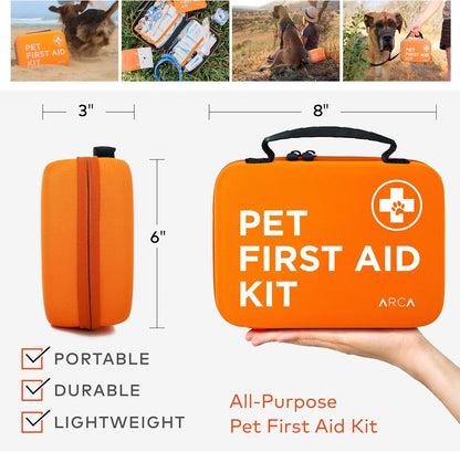 Cat & Dog First Aid Kit for Car - Pet Emergency Kit for Home Office Travel – Dog Camping Essentials with Muzzle & Mini First Aid Pouch