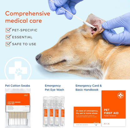 Cat & Dog First Aid Kit for Car - Pet Emergency Kit for Home Office Travel – Dog Camping Essentials with Muzzle & Mini First Aid Pouch