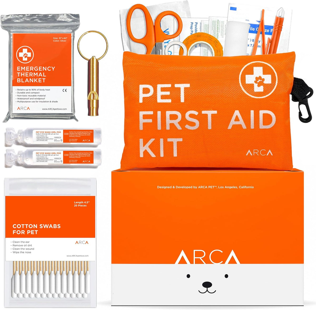 Cat & Dog First Aid Kit for Car - Pet Emergency Kit for Home Office Travel – Dog Camping Essentials with Muzzle & Mini First Aid Pouch