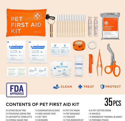 Cat & Dog First Aid Kit for Car - Pet Emergency Kit for Home Office Travel – Dog Camping Essentials with Muzzle & Mini First Aid Pouch