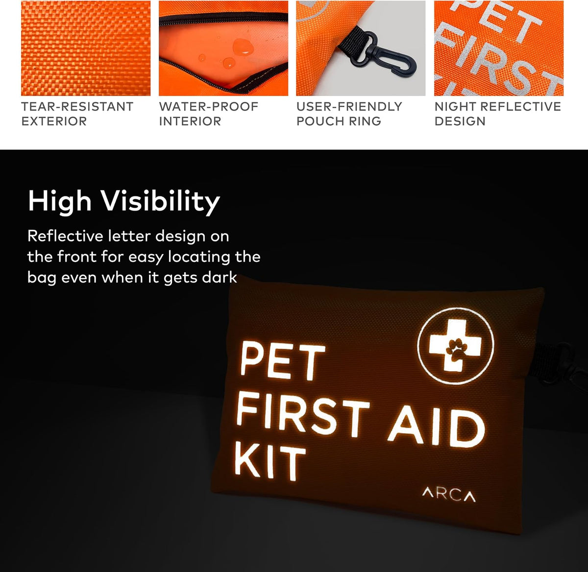 Cat & Dog First Aid Kit for Car - Pet Emergency Kit for Home Office Travel – Dog Camping Essentials with Muzzle & Mini First Aid Pouch