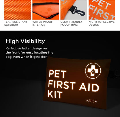 Cat & Dog First Aid Kit for Car - Pet Emergency Kit for Home Office Travel – Dog Camping Essentials with Muzzle & Mini First Aid Pouch