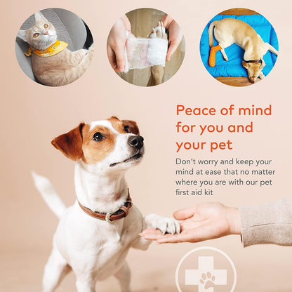 Cat & Dog First Aid Kit for Car - Pet Emergency Kit for Home Office Travel – Dog Camping Essentials with Muzzle & Mini First Aid Pouch
