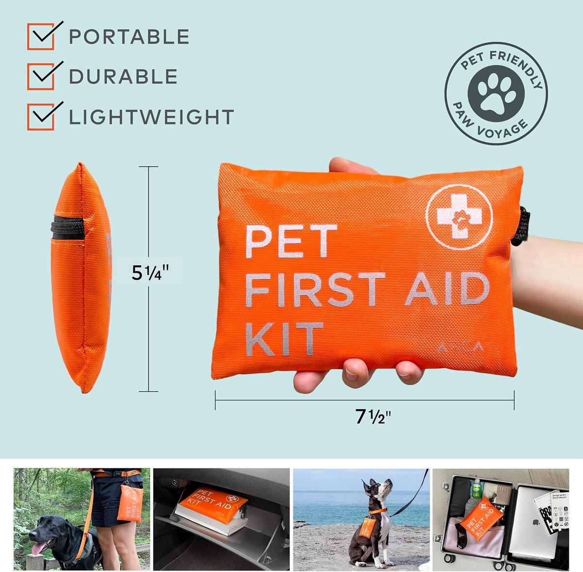 Cat & Dog First Aid Kit for Car - Pet Emergency Kit for Home Office Travel – Dog Camping Essentials with Muzzle & Mini First Aid Pouch