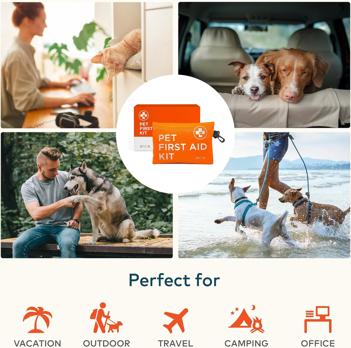 Cat & Dog First Aid Kit for Car - Pet Emergency Kit for Home Office Travel – Dog Camping Essentials with Muzzle & Mini First Aid Pouch