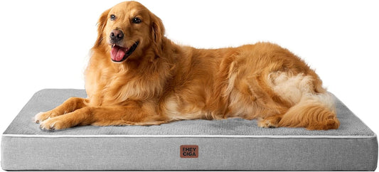 XL Memory Foam Dog Crate Bed with Washable Cover, 41x27Inch, Grey