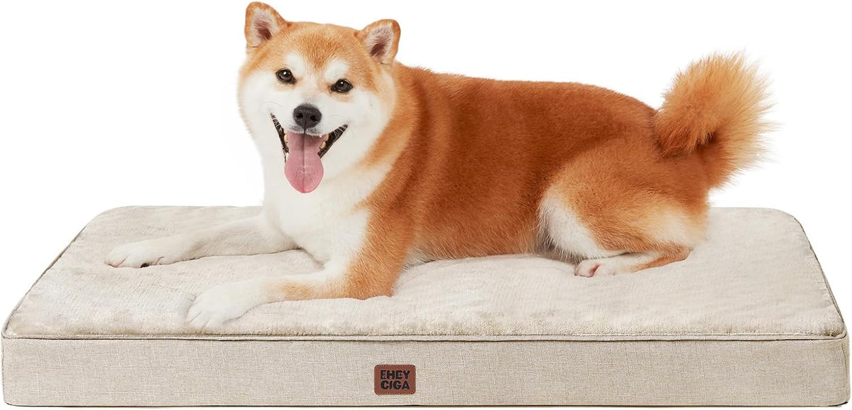 XL Memory Foam Dog Crate Bed with Washable Cover, 41x27Inch, Grey