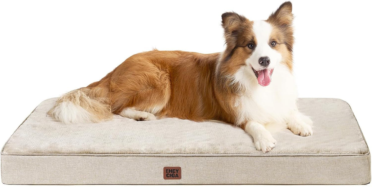XL Memory Foam Dog Crate Bed with Washable Cover, 41x27Inch, Grey