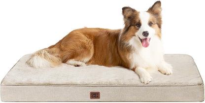 XL Memory Foam Dog Crate Bed with Washable Cover, 41x27Inch, Grey
