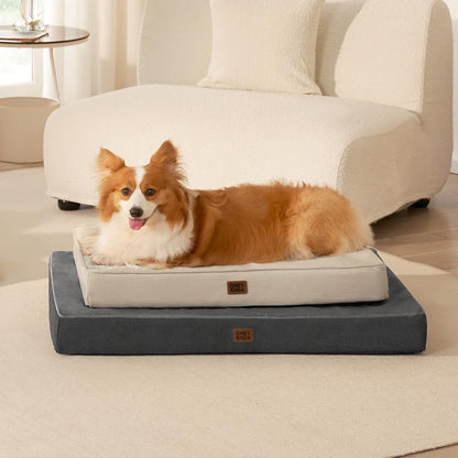 XL Memory Foam Dog Crate Bed with Washable Cover, 41x27Inch, Grey