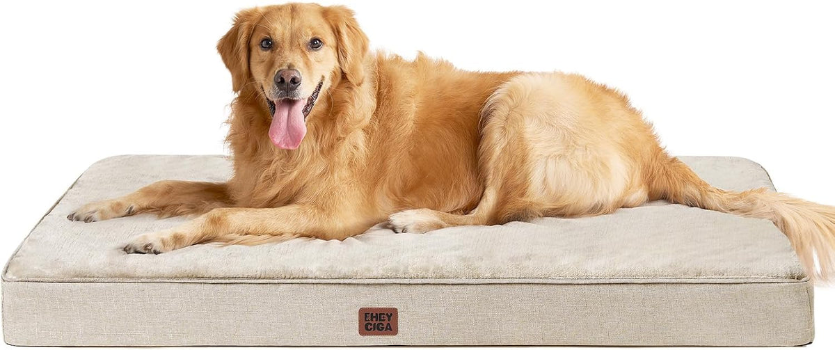 XL Memory Foam Dog Crate Bed with Washable Cover, 41x27Inch, Grey