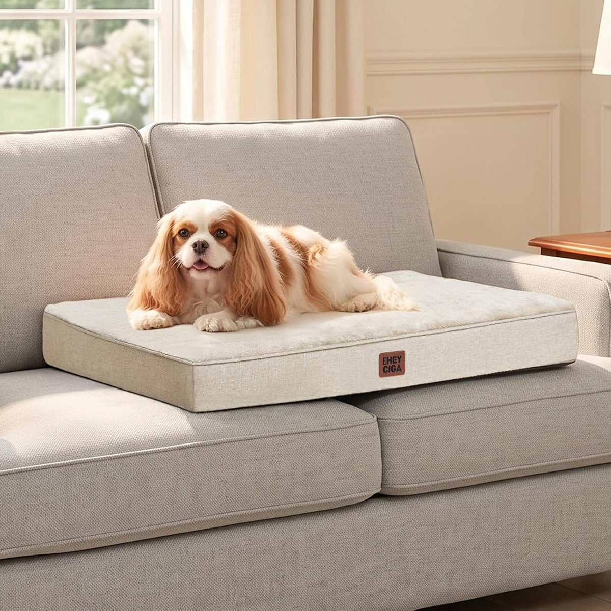 XL Memory Foam Dog Crate Bed with Washable Cover, 41x27Inch, Grey