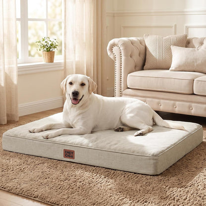 XL Memory Foam Dog Crate Bed with Washable Cover, 41x27Inch, Grey
