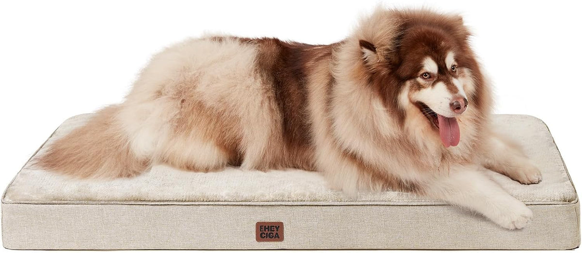 XL Memory Foam Dog Crate Bed with Washable Cover, 41x27Inch, Grey