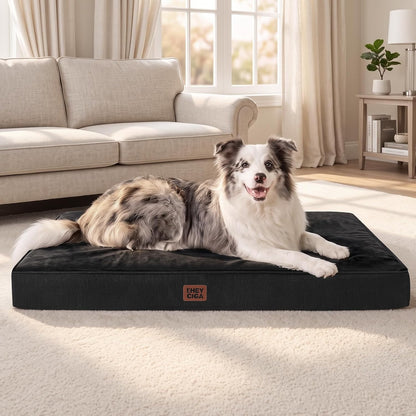 XL Memory Foam Dog Crate Bed with Washable Cover, 41x27Inch, Grey