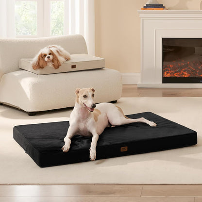 XL Memory Foam Dog Crate Bed with Washable Cover, 41x27Inch, Grey