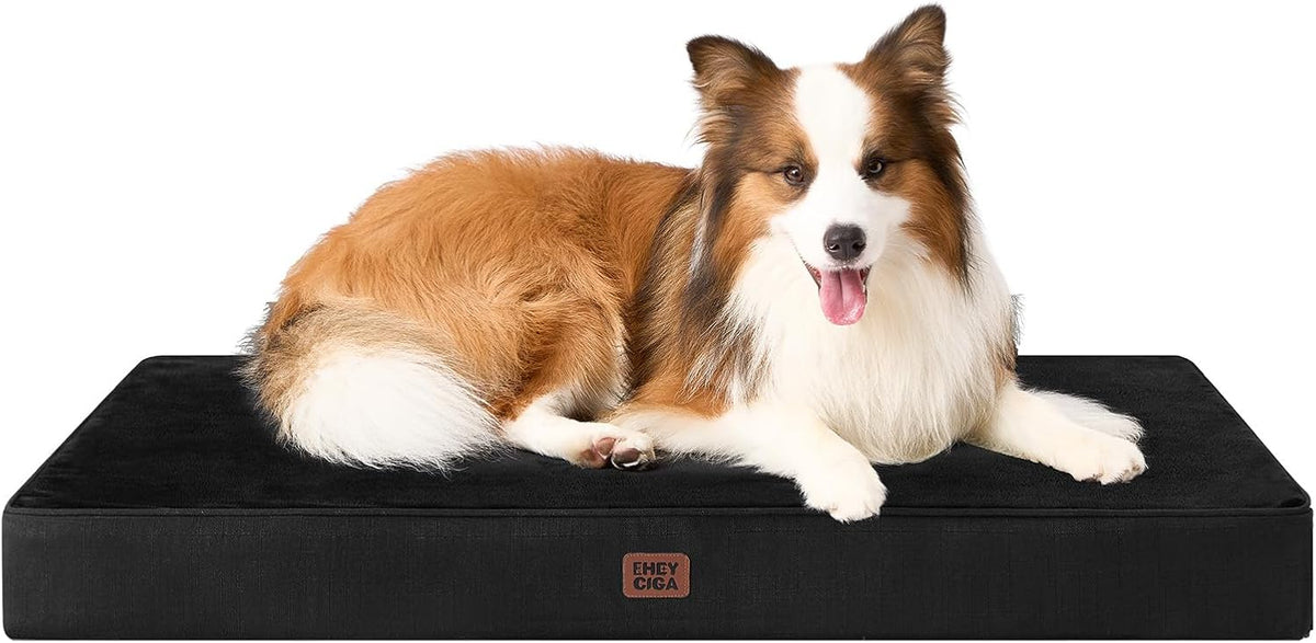 XL Memory Foam Dog Crate Bed with Washable Cover, 41x27Inch, Grey