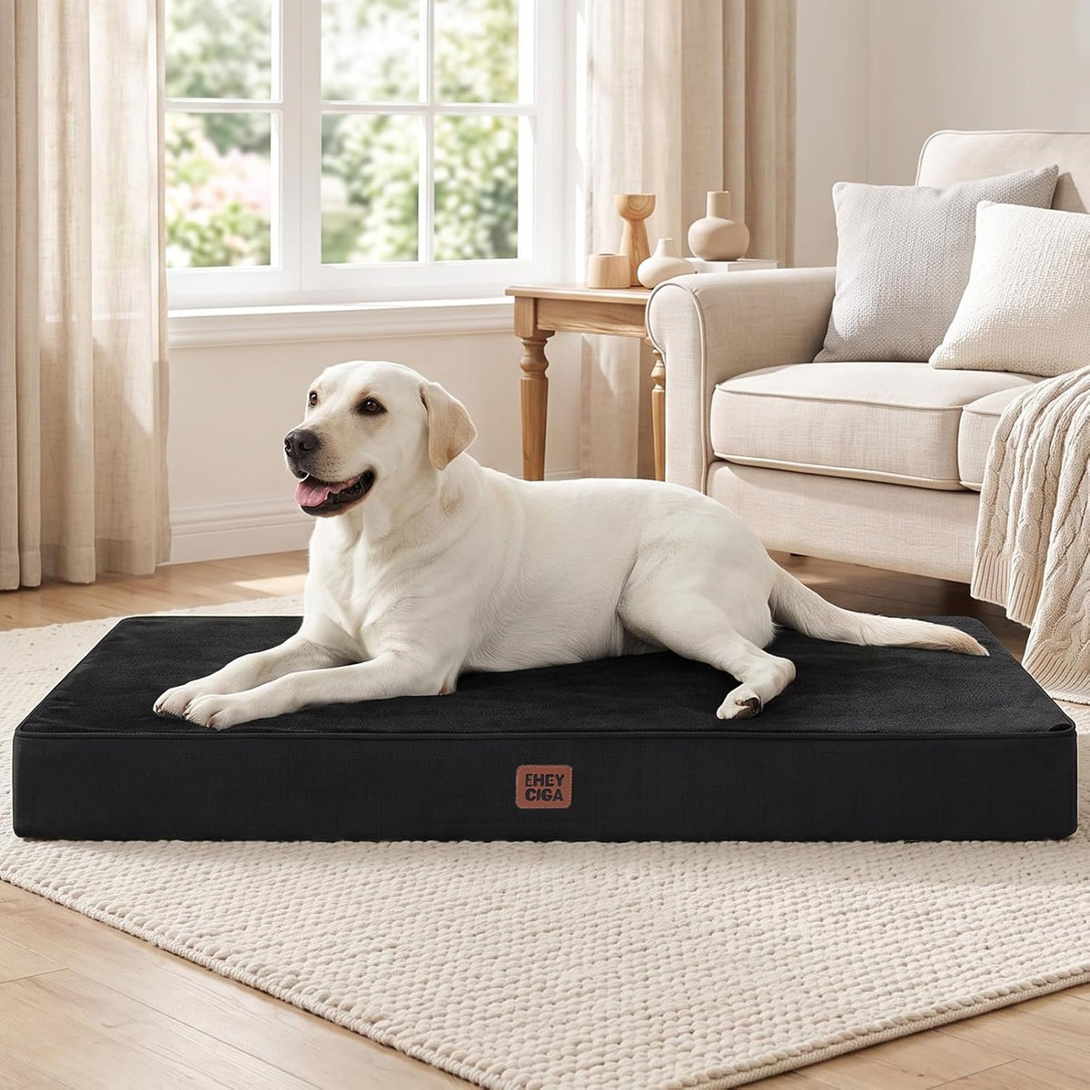 XL Memory Foam Dog Crate Bed with Washable Cover, 41x27Inch, Grey