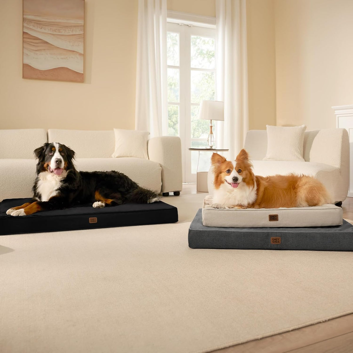XL Memory Foam Dog Crate Bed with Washable Cover, 41x27Inch, Grey